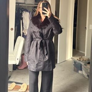 Dennis Basso fur trench coat with belt